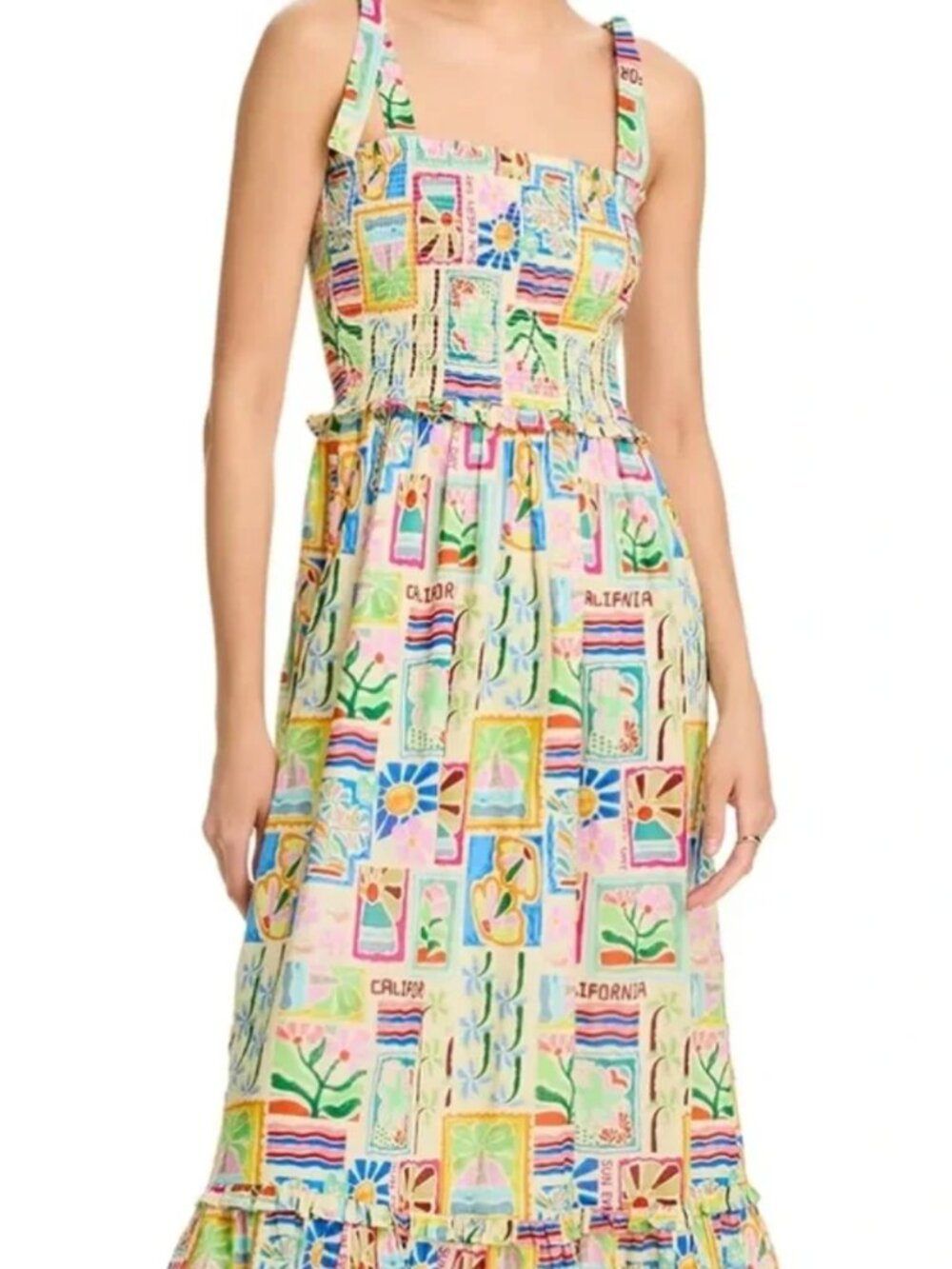 Bloomingdale’s Aqua - Multicolor Printed Midi Dress - New with tags